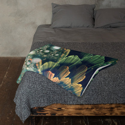 Additional lifestyle photo of the Nectar hummingbird spirit animal throw blanket in a home setting.