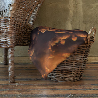 "Adieu" throw blanket draped over the arm of a chair, showing the full print.