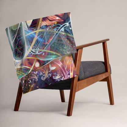 The "Divine Protection" throw blanket styled on a couch in a living room