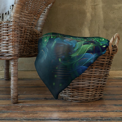 The "Emergence" throw blanket styled on a couch in a living room