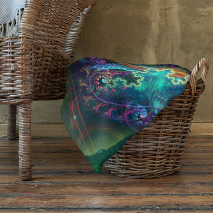 Tree of Life throw blanket wrapped around a person's shoulders while relaxing indoors.