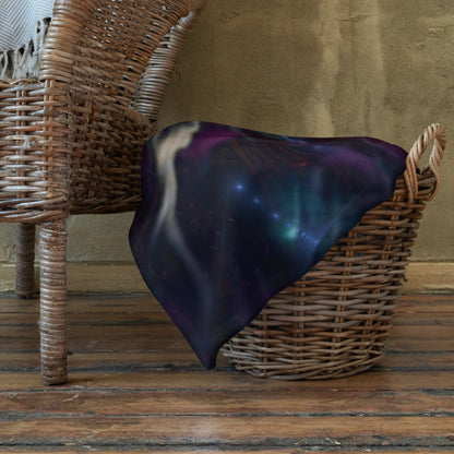The Dragon Heart mandala throw blanket styled in a cozy living room setting.