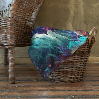 Lifestyle photo of the Medicina ayahuasca throw blanket in a home setting.