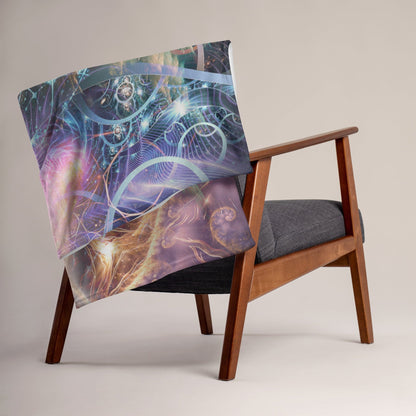 Lifestyle photo of the Alchemist's Breath Buddha throw blanket in a home setting.
