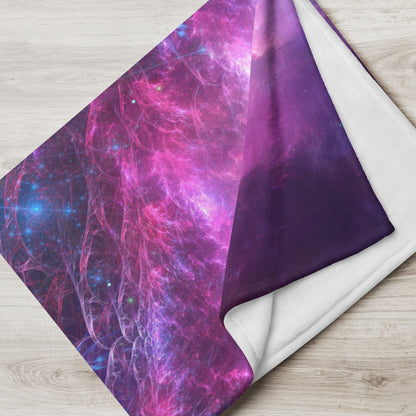 Lifestyle photo of the Angelic Force fractal portal throw blanket in a home setting.