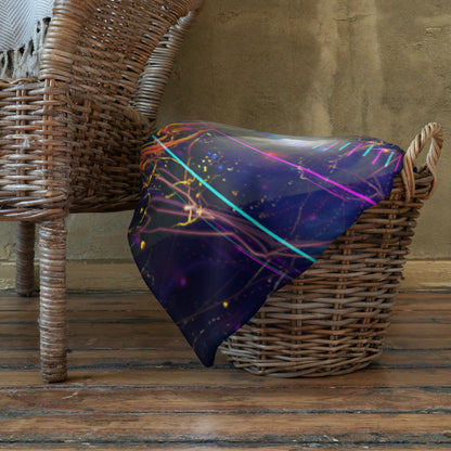 "Soul Seeker" throw blanket styled across a bed, showing size and drape.