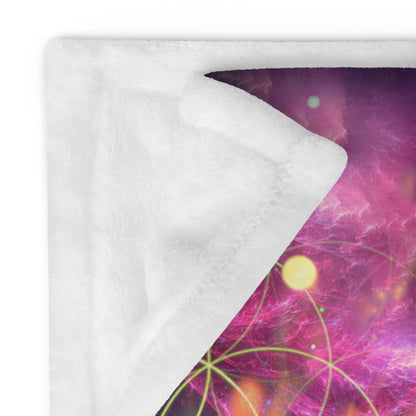 Close-up of the soft, silk-touch fabric texture on the "Genesis" throw blanket.