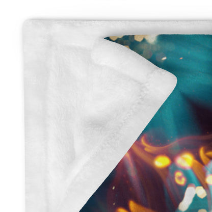 Close-up of the fabric and print detail on the Reaching for Light floral mandala throw blanket.