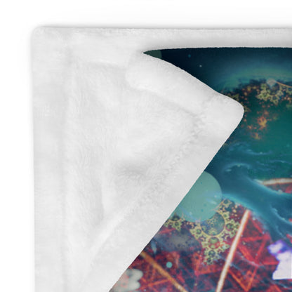 Close-up of the soft, silk-touch fabric texture on the "Primordial Soup" throw blanket.