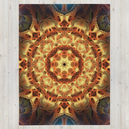 Front view of the Totem Sun fractal mandala throw blanket showing the full radiating sun mandala print.