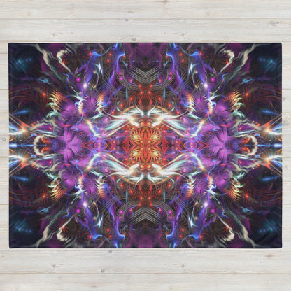 Front view of the folded Dragon Heart mandala throw blanket showing the full print.