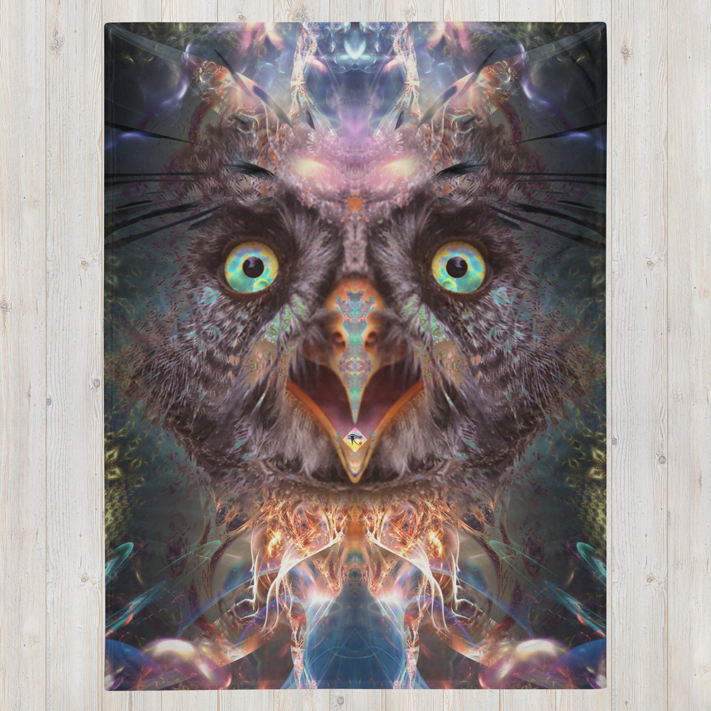 "Complete Awareness" - Trippy Owl THROW BLANKET
