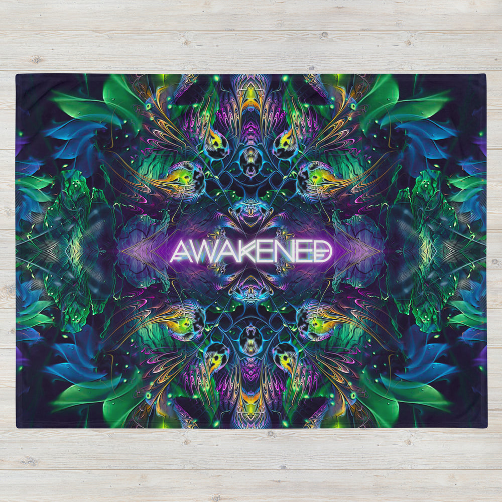 "Awakened" (With Text) - Psychedelic THROW BLANKET