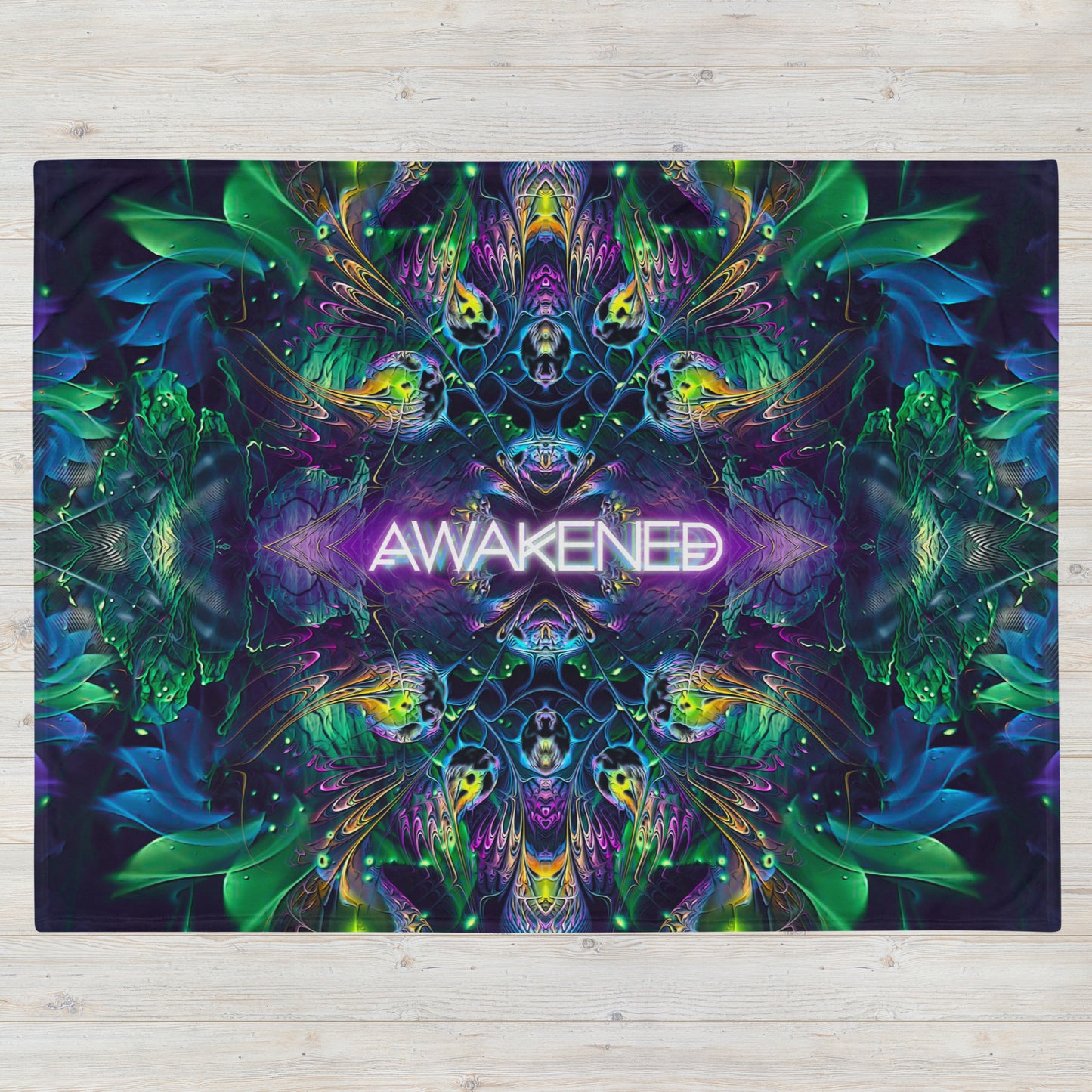 "Awakened" (With Text) - Psychedelic THROW BLANKET