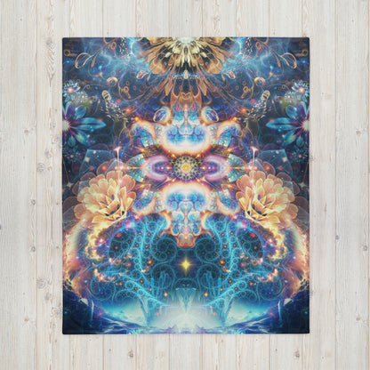Front view of the "Polaris" throw blanket print laid flat on the floor