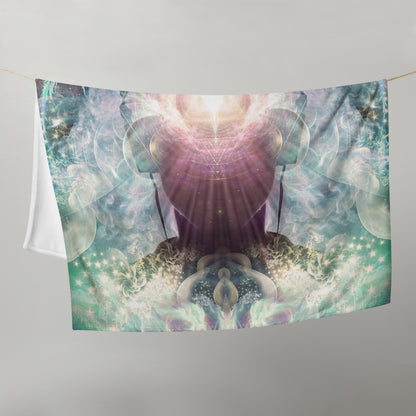 Another flat front view of the "Celestial Vibrations" throw blanket