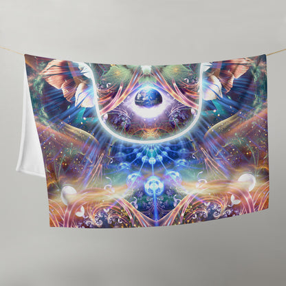 Another flat front view of the "Divine Protection" throw blanket