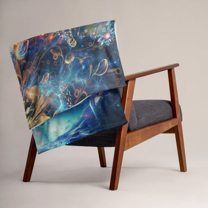 The "Polaris" throw blanket styled on a couch in a living room