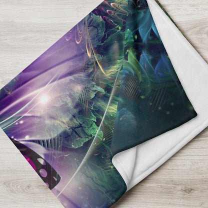 The "Emergence" throw blanket styled on a couch in a living room